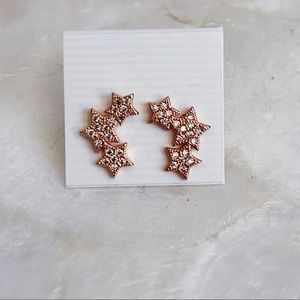 Rose Gold Plate Over 925 Sterling Pave CZ Star Stud Earrings NEW Dainty Romantic
